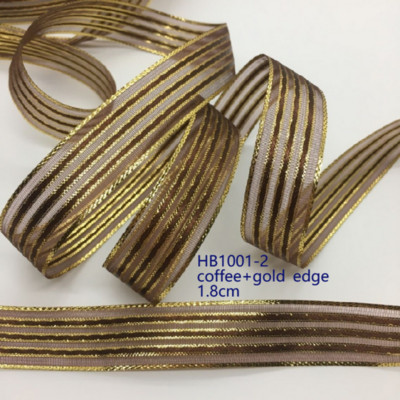 Χρυσό Ασημί Lurex Organza Σατέν Κορδέλα 2,2cm 10Y για Δώρο Floral Συσκευασία Χειροποίητο Craft Bows Party Wedding Christmas Deco