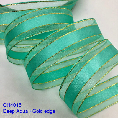 Χρυσό Ασημί Lurex Organza Σατέν Κορδέλα 2,2cm 10Y για Δώρο Floral Συσκευασία Χειροποίητο Craft Bows Party Wedding Christmas Deco