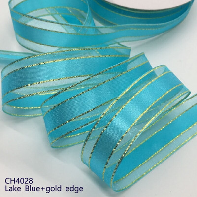 Χρυσό Ασημί Lurex Organza Σατέν Κορδέλα 2,2cm 10Y για Δώρο Floral Συσκευασία Χειροποίητο Craft Bows Party Wedding Christmas Deco
