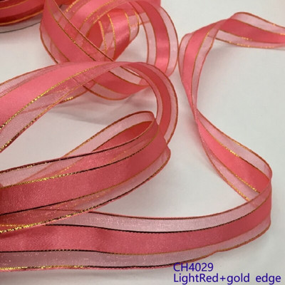 Χρυσό Ασημί Lurex Organza Σατέν Κορδέλα 2,2cm 10Y για Δώρο Floral Συσκευασία Χειροποίητο Craft Bows Party Wedding Christmas Deco