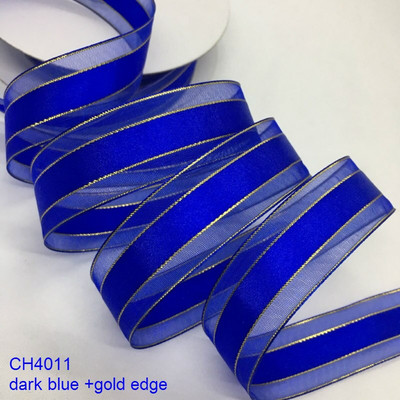 Χρυσό Ασημί Lurex Organza Σατέν Κορδέλα 2,2cm 10Y για Δώρο Floral Συσκευασία Χειροποίητο Craft Bows Party Wedding Christmas Deco