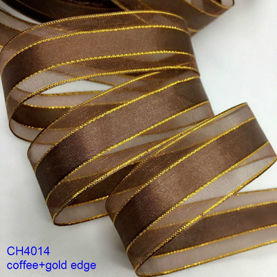 Χρυσό Ασημί Lurex Organza Σατέν Κορδέλα 2,2cm 10Y για Δώρο Floral Συσκευασία Χειροποίητο Craft Bows Party Wedding Christmas Deco