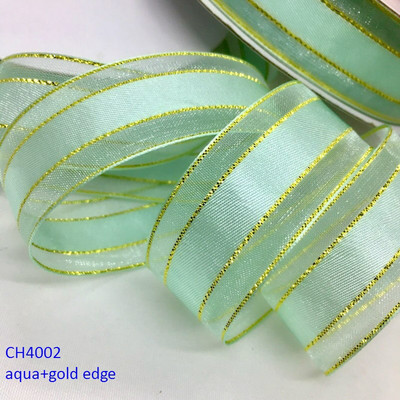 Χρυσό Ασημί Lurex Organza Σατέν Κορδέλα 2,2cm 10Y για Δώρο Floral Συσκευασία Χειροποίητο Craft Bows Party Wedding Christmas Deco