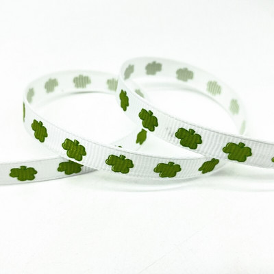 5 Yards 3/8" 10mm Φύλλο εκτύπωσης Λευκή γκρο κορδέλα για συσκευασία δώρου Φιόγκοι μαλλιών διακόσμηση γάμου DIY