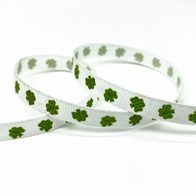 5 Yards 3/8" 10mm Φύλλο εκτύπωσης Λευκή γκρο κορδέλα για συσκευασία δώρου Φιόγκοι μαλλιών διακόσμηση γάμου DIY