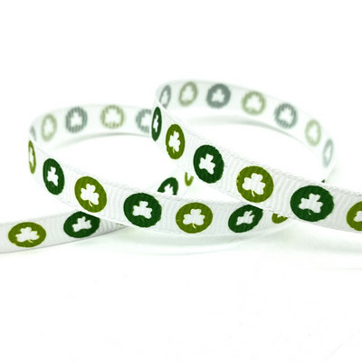 5 Yards 3/8" 10mm Φύλλο εκτύπωσης Λευκή γκρο κορδέλα για συσκευασία δώρου Φιόγκοι μαλλιών διακόσμηση γάμου DIY