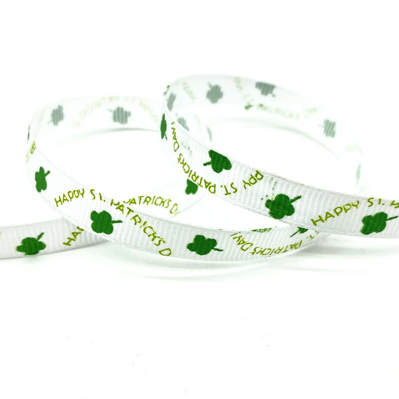 5 Yards 3/8" 10mm Φύλλο εκτύπωσης Λευκή γκρο κορδέλα για συσκευασία δώρου Φιόγκοι μαλλιών διακόσμηση γάμου DIY