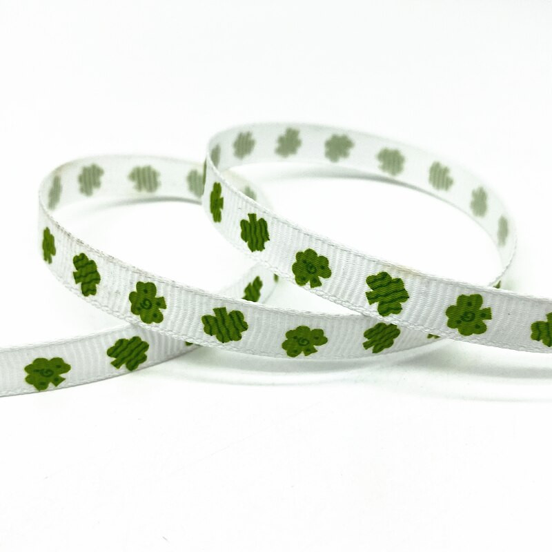 5 Yards 3/8" 10mm Φύλλο εκτύπωσης Λευκή γκρο κορδέλα για συσκευασία δώρου Φιόγκοι μαλλιών διακόσμηση γάμου DIY