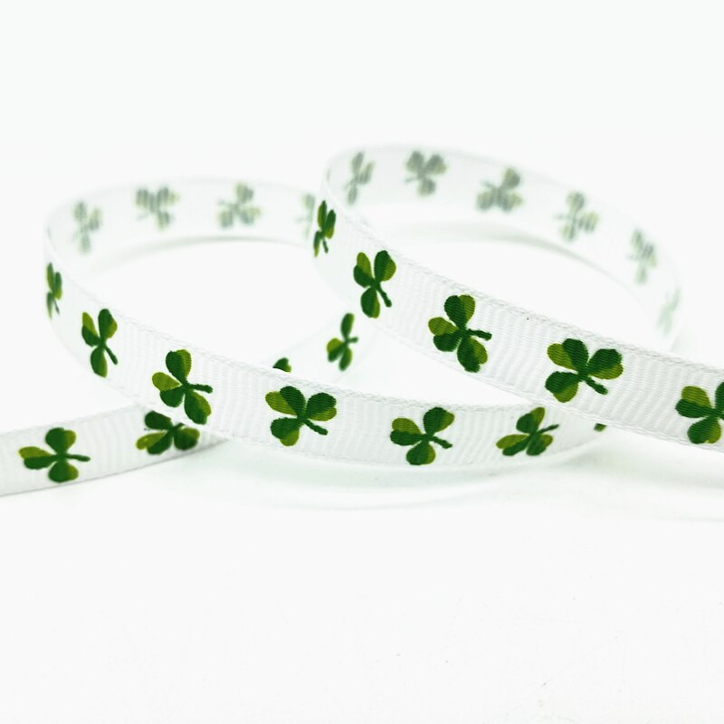 5 Yards 3/8" 10mm Φύλλο εκτύπωσης Λευκή γκρο κορδέλα για συσκευασία δώρου Φιόγκοι μαλλιών διακόσμηση γάμου DIY