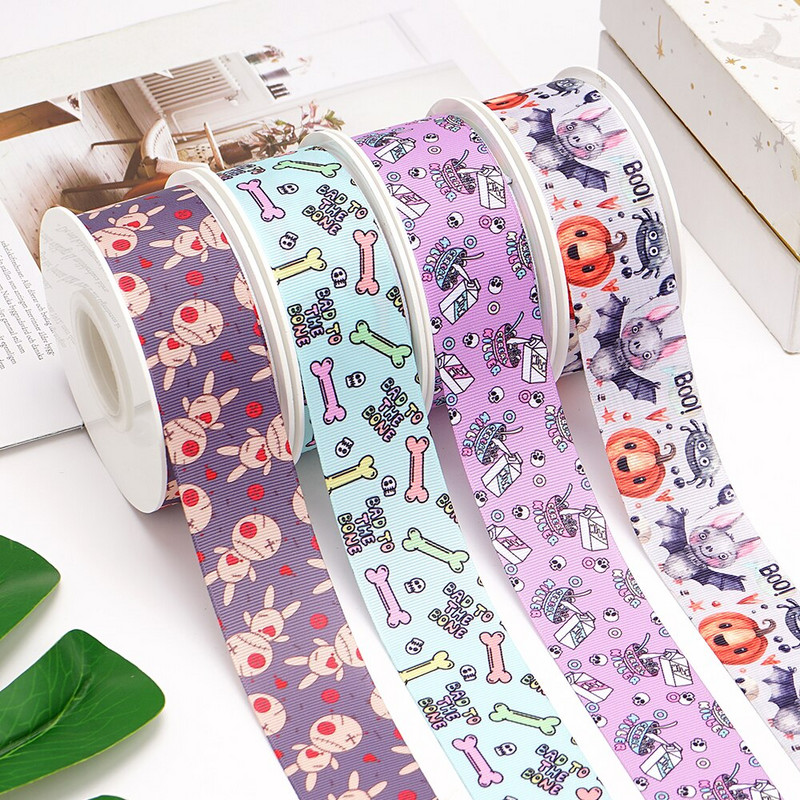 Κορδέλες Halloween Grosgrain/Satin Ribbon Printed Ribbon For Crafts Decoration Bow 10Yards 68001