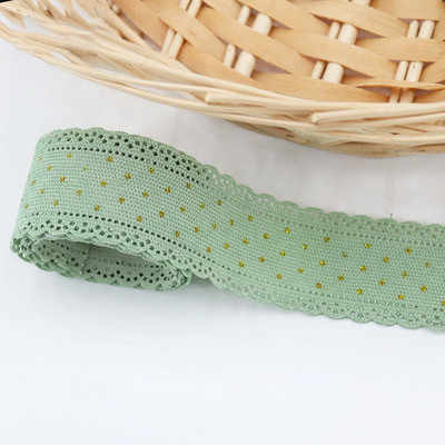 5 γιάρδες/ρολό 38mm κοτλέ κορδέλα δαντέλα χρυσές κουκκίδες κορδέλες για διακόσμηση Eid Mubarak Ραπτική χειροτεχνία Μαλλιά Φιόγκος Κλιπ Περιτύλιγμα δώρου