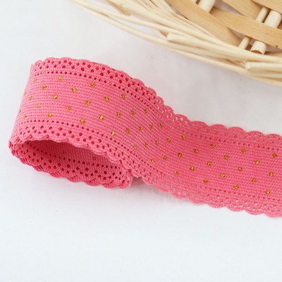 5 γιάρδες/ρολό 38mm κοτλέ κορδέλα δαντέλα χρυσές κουκκίδες κορδέλες για διακόσμηση Eid Mubarak Ραπτική χειροτεχνία Μαλλιά Φιόγκος Κλιπ Περιτύλιγμα δώρου