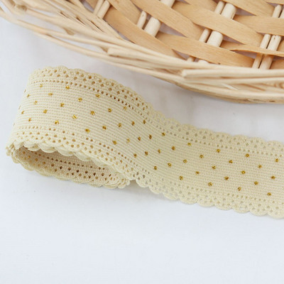 5 γιάρδες/ρολό 38mm κοτλέ κορδέλα δαντέλα χρυσές κουκκίδες κορδέλες για διακόσμηση Eid Mubarak Ραπτική χειροτεχνία Μαλλιά Φιόγκος Κλιπ Περιτύλιγμα δώρου