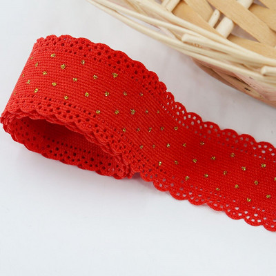 5 γιάρδες/ρολό 38mm κοτλέ κορδέλα δαντέλα χρυσές κουκκίδες κορδέλες για διακόσμηση Eid Mubarak Ραπτική χειροτεχνία Μαλλιά Φιόγκος Κλιπ Περιτύλιγμα δώρου