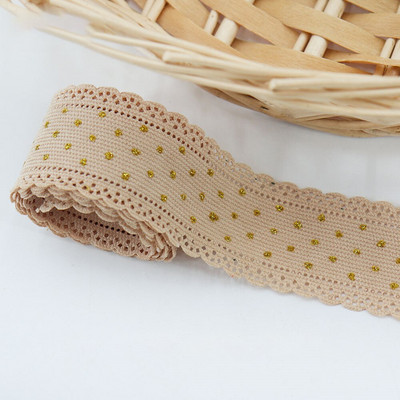 5 γιάρδες/ρολό 38mm κοτλέ κορδέλα δαντέλα χρυσές κουκκίδες κορδέλες για διακόσμηση Eid Mubarak Ραπτική χειροτεχνία Μαλλιά Φιόγκος Κλιπ Περιτύλιγμα δώρου