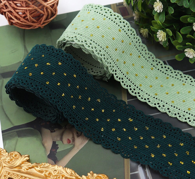 5 γιάρδες/ρολό 38mm κοτλέ κορδέλα δαντέλα χρυσές κουκκίδες κορδέλες για διακόσμηση Eid Mubarak Ραπτική χειροτεχνία Μαλλιά Φιόγκος Κλιπ Περιτύλιγμα δώρου