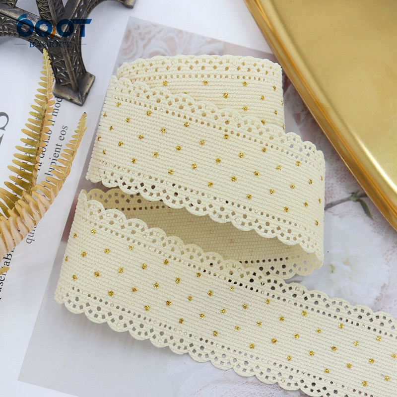 5 γιάρδες/ρολό 38mm κοτλέ κορδέλα δαντέλα χρυσές κουκκίδες κορδέλες για διακόσμηση Eid Mubarak Ραπτική χειροτεχνία Μαλλιά Φιόγκος Κλιπ Περιτύλιγμα δώρου