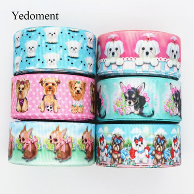 Κορδέλα 10 Yards Grosgrain Animal/Dog Printed Ribbon 1" 25mm For Hair Bows Χειροποίητα αξεσουάρ DIY Crafts M19041002