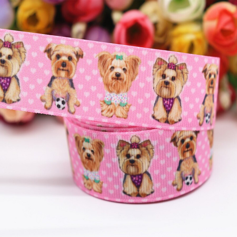 10-yardová stuha s potlačou zvierat/psov, 2,5 cm, na mašle do vlasov, DIY remeslá, ručne vyrobené doplnky M19041002