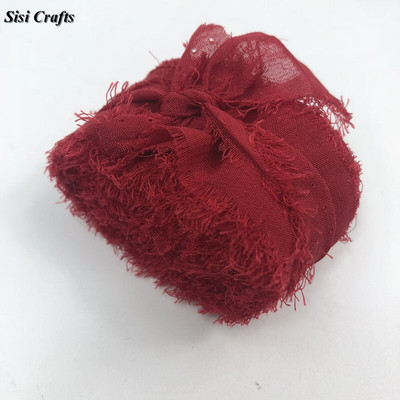 Sisi Crafts 4 cm * 6 jardi kulunud šifoonpaelaga kohandatud servadega siidist kaunistus isetegemine pulmakutse lubaduskaardi kimp, läbipaistev kaunistus