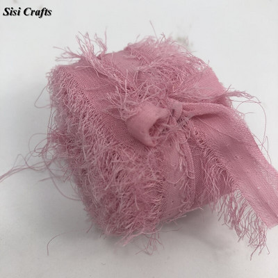 Sisi Crafts 4 cm * 6 jardi kulunud šifoonpaelaga kohandatud servadega siidist kaunistus isetegemine pulmakutse lubaduskaardi kimp, läbipaistev kaunistus