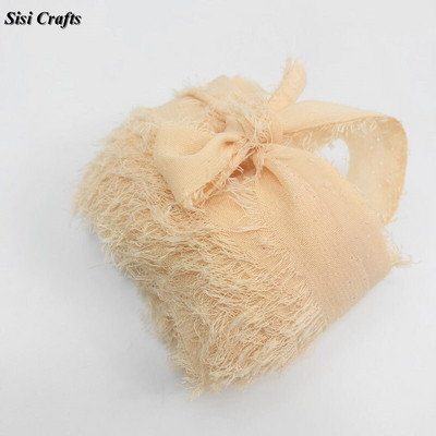 Sisi Crafts 4 cm * 6 jardi kulunud šifoonpaelaga kohandatud servadega siidist kaunistus isetegemine pulmakutse lubaduskaardi kimp, läbipaistev kaunistus