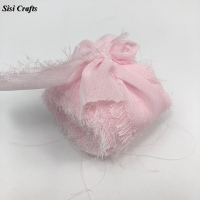 Sisi Crafts 4 cm * 6 jardi kulunud šifoonpaelaga kohandatud servadega siidist kaunistus isetegemine pulmakutse lubaduskaardi kimp, läbipaistev kaunistus