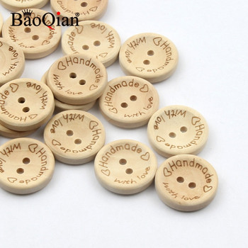 50 бр. Естествени дървени копчета с 2 дупки, ръчно изработени с любов, дървени копчета за скрапбукинг занаяти Направи си сам бебешки дрехи Шивашки аксесоари