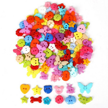 19Style 50PCS Mix Shape Lots Colors DIY Scrapbooking Κουμπιά κινουμένων σχεδίων Πλαστικά κουμπιά Έννοιες ραψίματος παιδικών ενδυμάτων