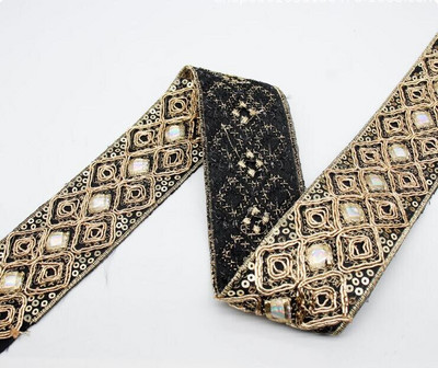 1 Yard Vintage Ebroidery Κορδέλα Boho Lace Trim DIY Αξεσουάρ τσάντα ρούχων Κεντημένο ύφασμα