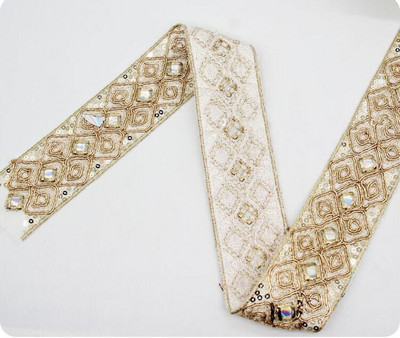 1 Yard Vintage Ebroidery Κορδέλα Boho Lace Trim DIY Αξεσουάρ τσάντα ρούχων Κεντημένο ύφασμα