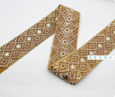 1 Yard Vintage Ebroidery Κορδέλα Boho Lace Trim DIY Αξεσουάρ τσάντα ρούχων Κεντημένο ύφασμα