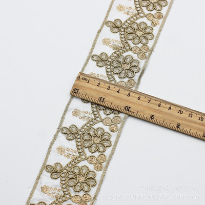1 Yard Vintage Ebroidery Κορδέλα Boho Lace Trim DIY Αξεσουάρ τσάντα ρούχων Κεντημένο ύφασμα
