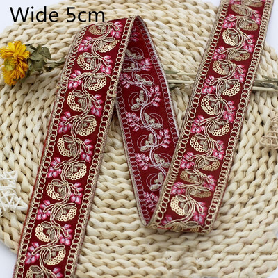 1 Yard Vintage Ebroidery Κορδέλα Boho Lace Trim DIY Αξεσουάρ τσάντα ρούχων Κεντημένο ύφασμα