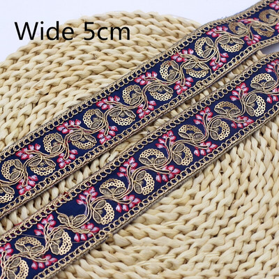 1 Yard Vintage Ebroidery Κορδέλα Boho Lace Trim DIY Αξεσουάρ τσάντα ρούχων Κεντημένο ύφασμα