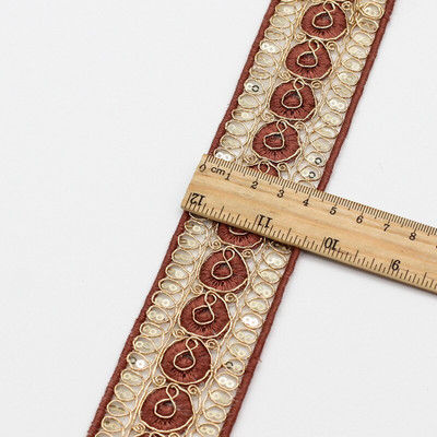 1 Yard Vintage Ebroidery Κορδέλα Boho Lace Trim DIY Αξεσουάρ τσάντα ρούχων Κεντημένο ύφασμα