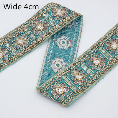 1 Yard Vintage Ebroidery Κορδέλα Boho Lace Trim DIY Αξεσουάρ τσάντα ρούχων Κεντημένο ύφασμα