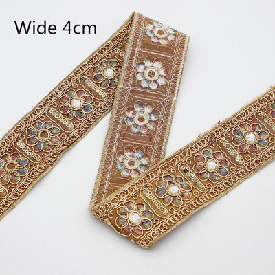 1 Yard Vintage Ebroidery Κορδέλα Boho Lace Trim DIY Αξεσουάρ τσάντα ρούχων Κεντημένο ύφασμα