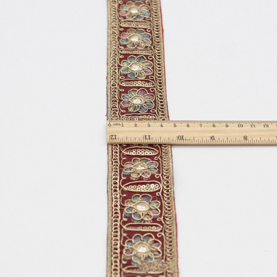 1 Yard Vintage Ebroidery Κορδέλα Boho Lace Trim DIY Αξεσουάρ τσάντα ρούχων Κεντημένο ύφασμα