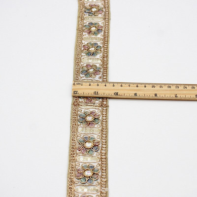 1 Yard Vintage Ebroidery Κορδέλα Boho Lace Trim DIY Αξεσουάρ τσάντα ρούχων Κεντημένο ύφασμα