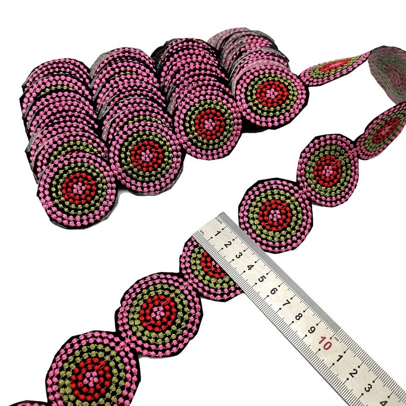 1 Yard Vintage Ebroidery Κορδέλα Boho Lace Trim DIY Αξεσουάρ τσάντα ρούχων Κεντημένο ύφασμα