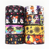 Panglici grosgrain imprimate de Halloween, 10 metri, 1 inchi, 25 mm, pentru funde de păr, materiale lucrate manual DIY Y2020071002