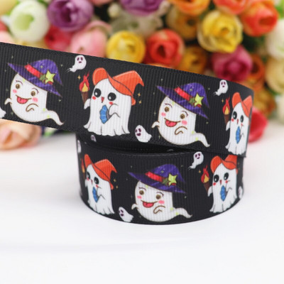 Panglici grosgrain imprimate de Halloween, 10 metri, 1 inchi, 25 mm, pentru funde de păr, materiale lucrate manual DIY Y2020071002