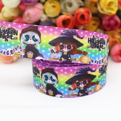 Panglici grosgrain imprimate de Halloween, 10 metri, 1 inchi, 25 mm, pentru funde de păr, materiale lucrate manual DIY Y2020071002