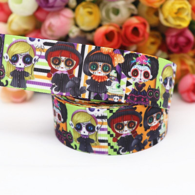 Panglici grosgrain imprimate de Halloween, 10 metri, 1 inchi, 25 mm, pentru funde de păr, materiale lucrate manual DIY Y2020071002