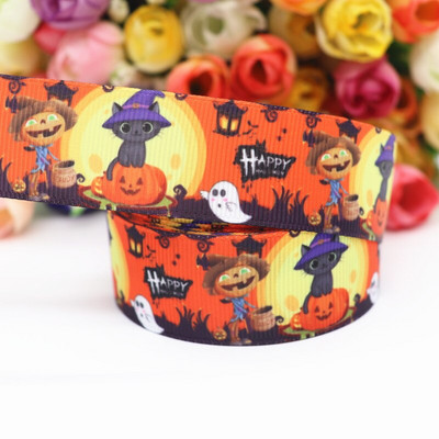 Panglici grosgrain imprimate de Halloween, 10 metri, 1 inchi, 25 mm, pentru funde de păr, materiale lucrate manual DIY Y2020071002