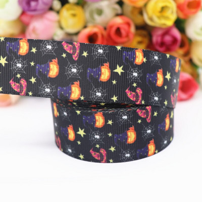 Panglici grosgrain imprimate de Halloween, 10 metri, 1 inchi, 25 mm, pentru funde de păr, materiale lucrate manual DIY Y2020071002