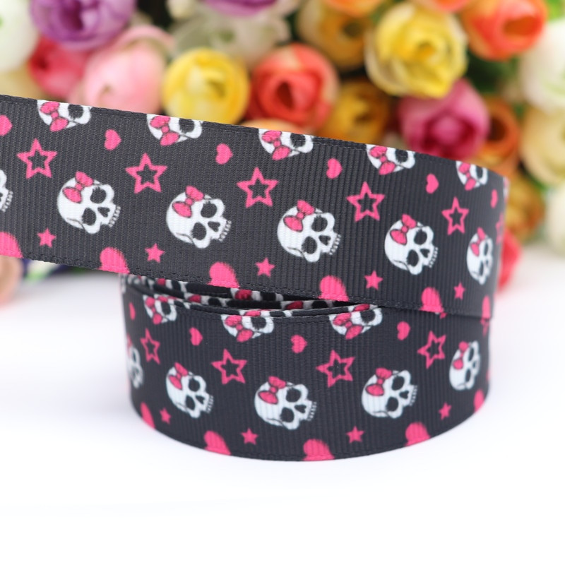 Panglici grosgrain imprimate de Halloween, 10 metri, 1 inchi, 25 mm, pentru funde de păr, materiale lucrate manual DIY Y2020071002