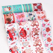 Χριστουγεννιάτικες κορδέλες Grosgrain/Σατέν Κορδέλα με στάμπα για χειροτεχνίες Διακόσμηση Φιόγκος 10 Yards 70476