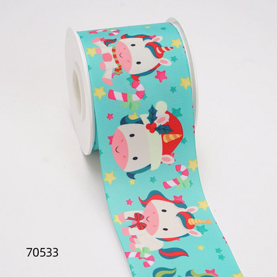 Χριστουγεννιάτικες κορδέλες Grosgrain/Σατέν Κορδέλα με στάμπα για χειροτεχνίες Διακόσμηση Φιόγκος 10 Yards 70476